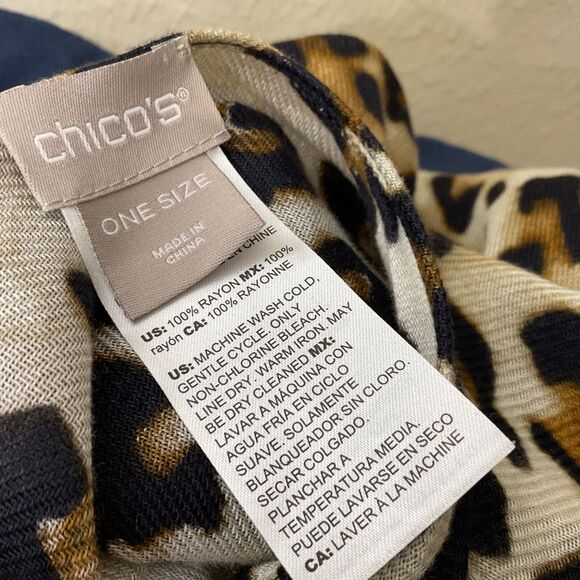 Chico's Top one size Animal Print Poncho Topper Open Front Kimono Boho Rayon - Picture 4 of 7